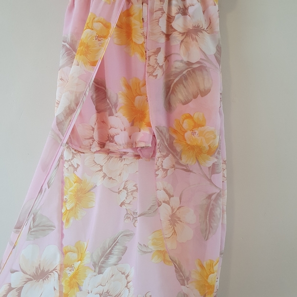 Mango Size 10 Girls Youth Jumpsuit with Trail Pink and Yellow Summer Dress - Picture 4 of 8